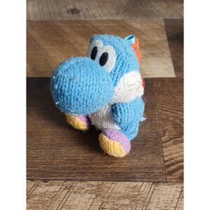 Light Blue Yarn Yoshi Amiibo - Yoshi's Woolly World - Nintendo - Loose